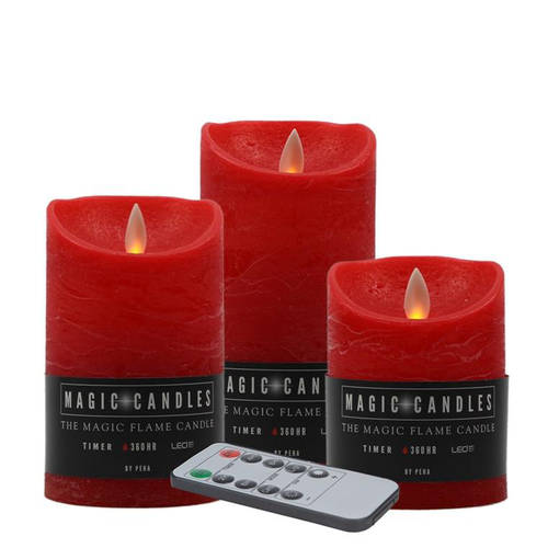 Visuel 1 du produit Bougies rouges à piles avec télécommande Magic Flame - 3 pièces