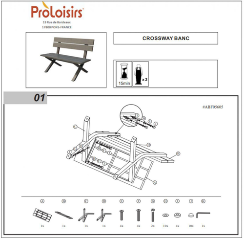 Visuel 4 du produit Banc de jardin en aluminium graphite - PROLOISIRS Crossway