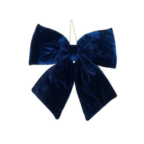Visuel 1 du produit Nœud décoratif en velours bleu - 6 x 30 x 34 cm