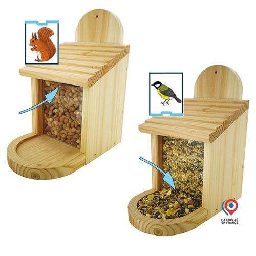 Visuel 2 du produit Mangeoire en pin 2 en 1 pour oiseaux ou écureuils 18 x 20 x 24 cm