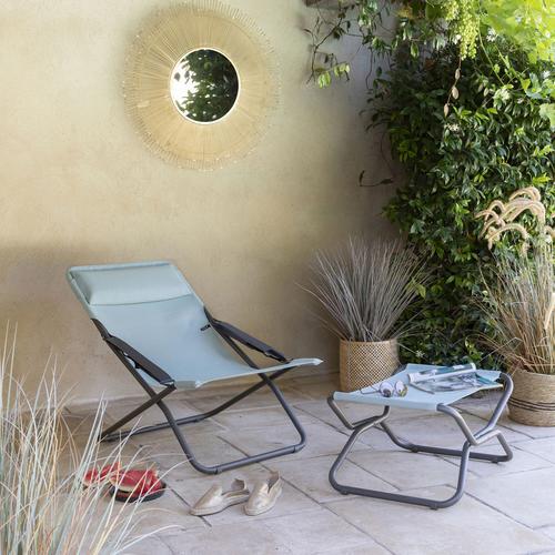 Visuel 5 du produit Repose jambes pliant en acier et toile Batyline gris Titane Lafuma Next - 66,5 x 51 x 35 cm