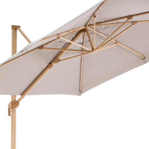 Visuel 2 du produit Parasol déporté look bamboo coloris taupe en aluminium et polyester - 3 x 3 m