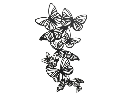 Visuel 1 du produit Décoration murale envolée papillons coloris noir en métal - 40,5 x 7 cm x 1,7 cm