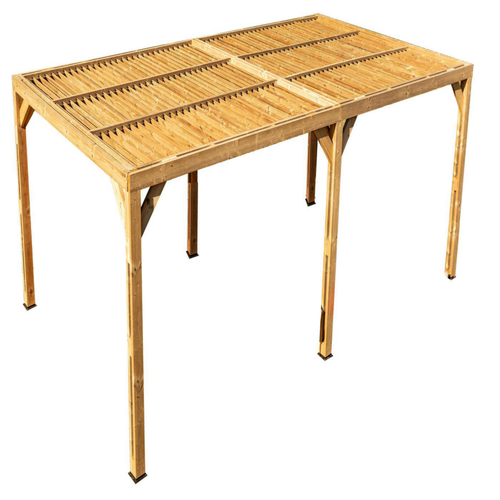 Visuel 1 du produit Pergola coloris beige en bois traité très haute température - 3,41 x 6,14 m