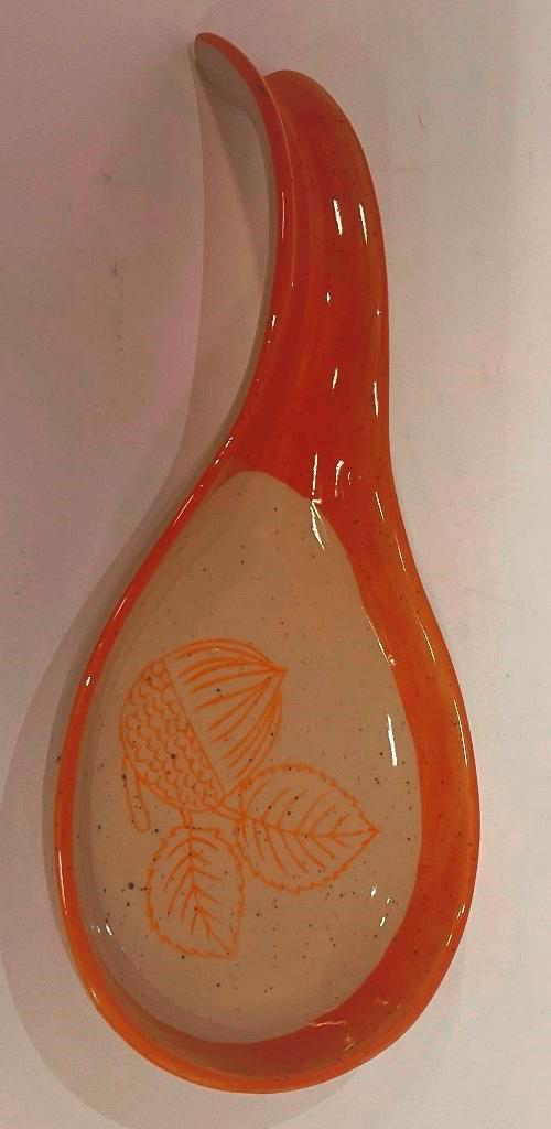 Visuel 1 du produit Repose-cuillère orange en grès Hector