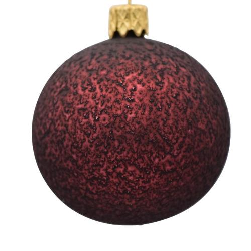 Visuel 1 du produit Boule de Noël en verre bordeaux et or - Ø 6 cm