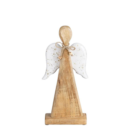 Visuel 1 du produit Décoration ange en bois avec ailes blanches - 14 x 6 x 33 cm