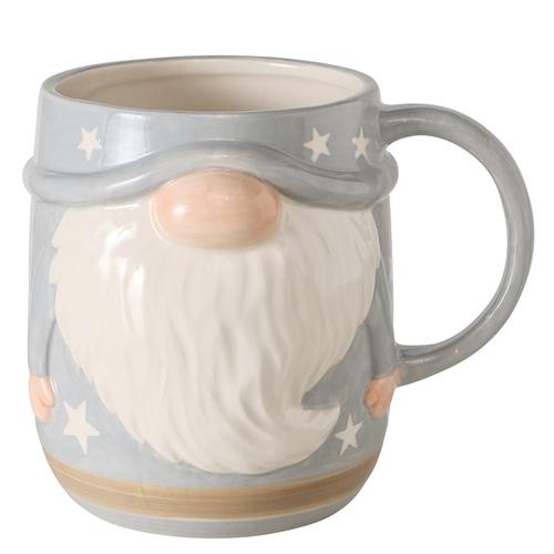 Visuel 1 du produit Tasse jumbo en poterie grise et blanche 600 ml Willi - 13 x 10,5 x 12 cm