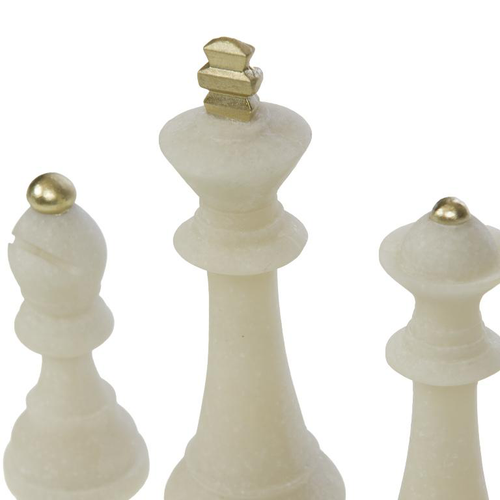 Visuel 2 du produit Coffret de 6 Pions d’Échec blanc et or en résine et quartz