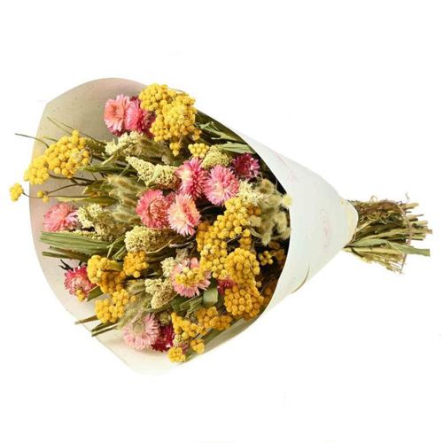 Visuel 1 du produit Bouquet de fleurs séchées Prestige coloris jaune rose - H 50 cm