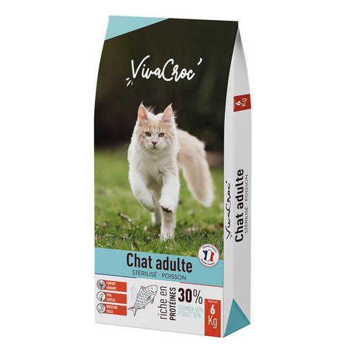 Visuel 1 du produit Croquettes pour chat adulte stérilisé au poisson VivaCroc – 6 kg