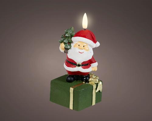 Visuel 1 du produit Bougie LED en cire avec mèche forme Père Noël - 6 x 6 x 4 cm