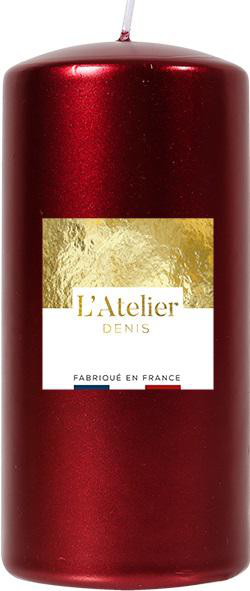 Visuel 1 du produit Bougie cylindrique coloris rouge métal L’Atelier Denis – Ø 6,8 x H 14,5 cm