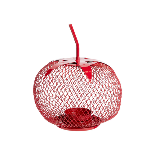 Visuel 1 du produit Photophore forme tomate en métal rouge grillagé - Ø 12 x H 19 cm