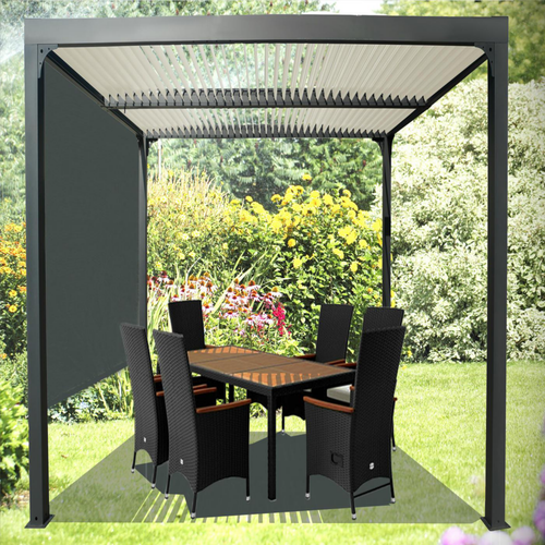 Visuel 2 du produit Pergola bioclimatique coloris gris en aluminium - 3,6 x 3 m
