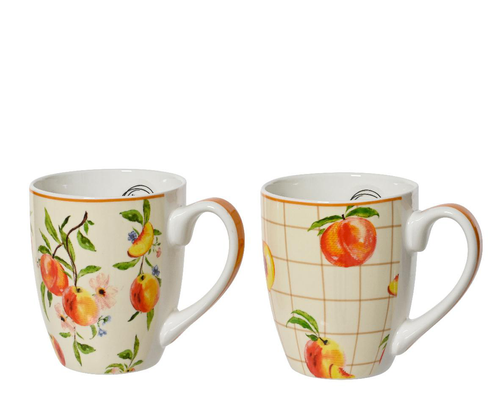 Visuel 1 du produit Mug à motifs de pêches en porcelaine multicolore - Ø 9,1 x H 10,6 cm
