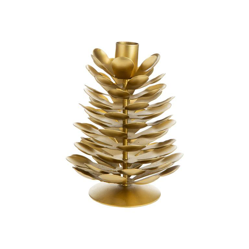 Visuel 1 du produit Bougeoir pomme de pin en métal or - Ø 13 x H 16 cm