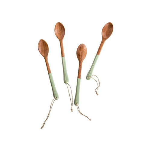 Visuel 1 du produit Petite cuillère en bois vert amande x 4 - 15 x 2,5 x 1 cm