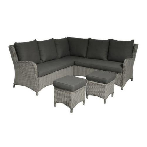 Visuel 1 du produit Salon de jardin d'angle Toulon en aluminium et résine tressée gris Proloisirs