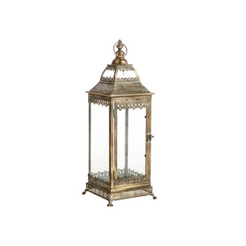 Visuel 1 du produit Lanterne carrée en fer coloris or ancien Pompidou - 23 x 23 x 62 cm