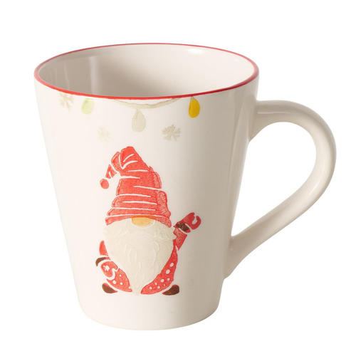 Visuel 1 du produit Tasse jumbo blanche en céramique à motif de lutin rouge Noelo - Ø 10 x 11 cm