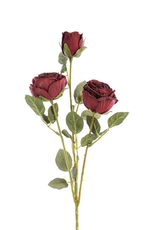 Visuel 1 du produit Fleur artificielle en papier tige avec 3 roses en bouton coloris rouge - H 61 cm