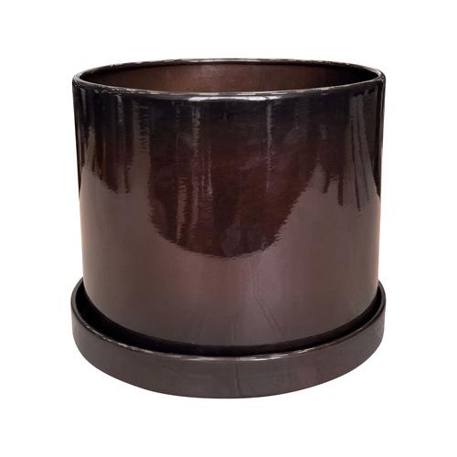 Visuel 2 du produit Pot cylindrique en métal recyclé coloris brun flambé Upcycle Cylindre XXL - Ø 43 x H 37 cm