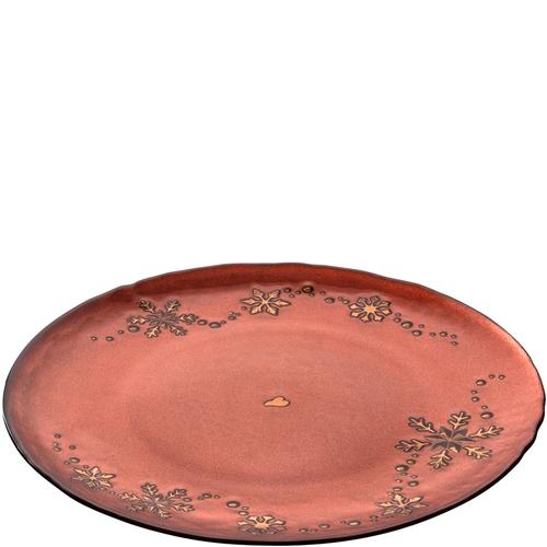 Visuel 1 du produit Plat de Noël en dolomite rouge à motif ocre et or Authentico - Ø 27 cm