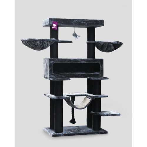 Visuel 1 du produit Arbre à chat coloris noir Petrebels Lookout 198 - 100 x 60 x 198 cm