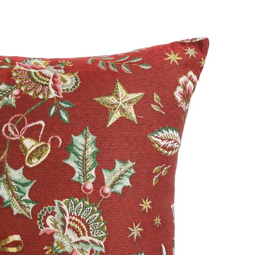 Visuel 2 du produit Coussin en coton et polyéthylène bordeaux à motifs de Noël Asana - 45 x 45 cm