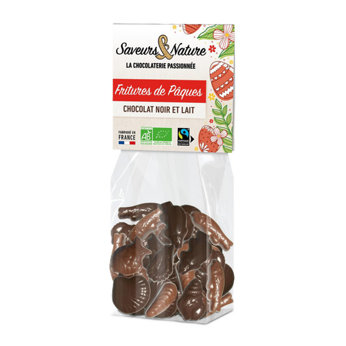 Visuel 1 du produit Sachet de fritures de Pâques au chocolat noir et au chocolat au lait Saveurs et Nature - 150 g