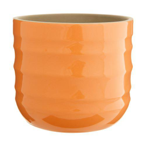 Visuel 1 du produit Cache-pot Aceno coloris orange en céramique - Ø 13,3 cm x 11,8 cm
