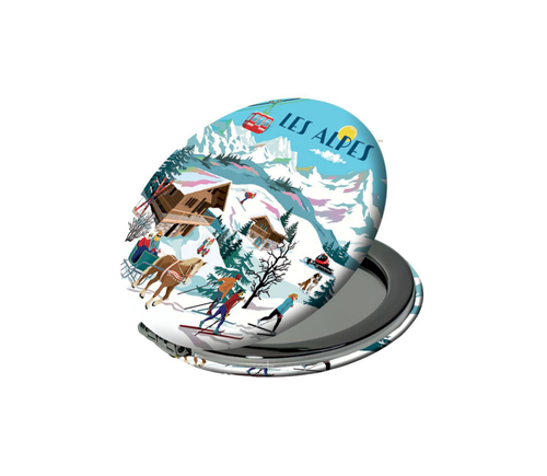 Visuel 1 du produit Miroir de poche coloris multicolore Cartes d'Art les Alpes - Ø 7,5 cm