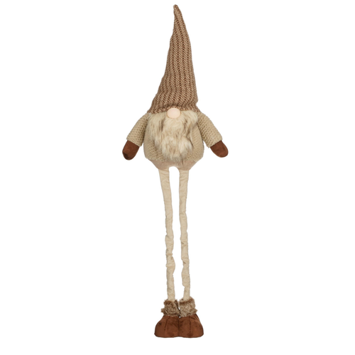 Visuel 1 du produit Figurine gnome bonnet velours coloris marron en polyester - 116 x 28 x 16 cm