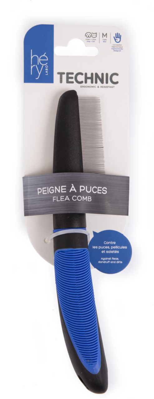 Visuel 1 du produit Brosse pour chien coloris multicolore peigne à puces Héry Technic - Taille M