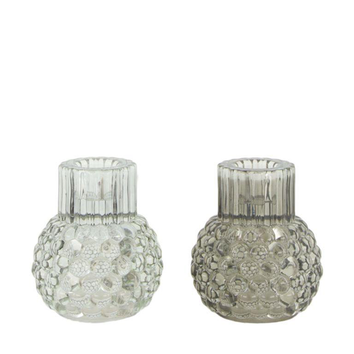 Visuel 1 du produit Bougeoir en verre bullé gris - Ø 7,8 x H 7,8 cm