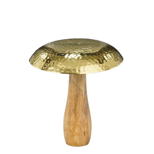 Visuel 1 du produit Champignon haut et rond en bois et résine or - Ø 20 x 23 cm