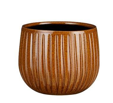 Visuel 1 du produit Pot rond Edelman Hollande cannelé ocre Pablo – Ø 16 x H 14 cm