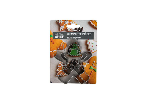 Visuel 1 du produit Ensemble de 3 emporte-pièces forme Gingerman en inox argent - les 3 pièces