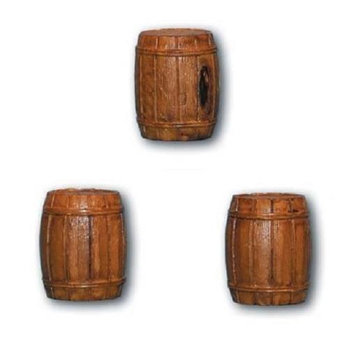 Visuel 1 du produit Set de 3 tonneaux pour village de Noël coloris marron en bois - 10 cm
