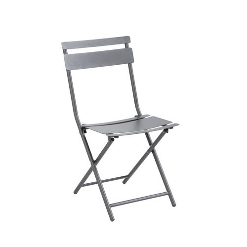Visuel 1 du produit Chaise de jardin pliante Clivia coloris gris anthracite en acier - 50,5 x 42 x 84 cm