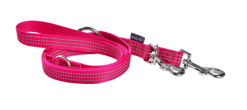 Visuel 1 du produit Laisse pour chien en nylon tressé coloris fuchsia 3 positions Bobby Safe - Taille S/M