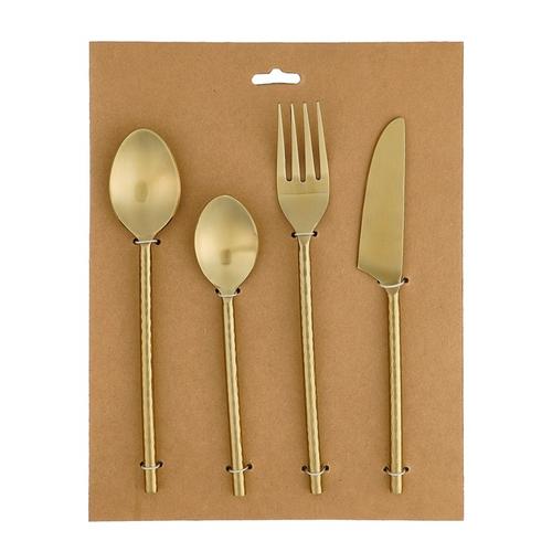 Visuel 1 du produit Ensemble de 4 couverts en inox doré Onar - 20 cm