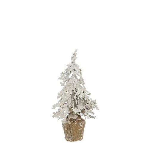 Visuel 1 du produit Arbre de Noël artificiel floqué blanc en pot - Ø 20 x H 45 cm