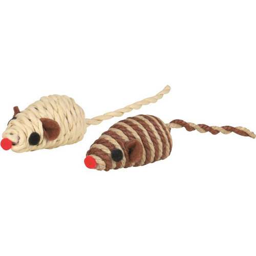 Visuel 1 du produit Jouet pour chat en fil de coton et à la rabane Trixie – 50 cm (livré aléatoirement parmi deux coloris)