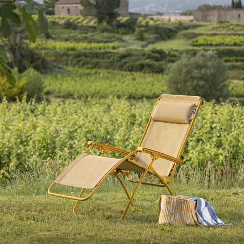 Visuel 7 du produit Chaise longue pliante Relax R CLIP colorblock Lafuma Batyline® coloris jaune en métal - 68 x 88 x 115 cm
