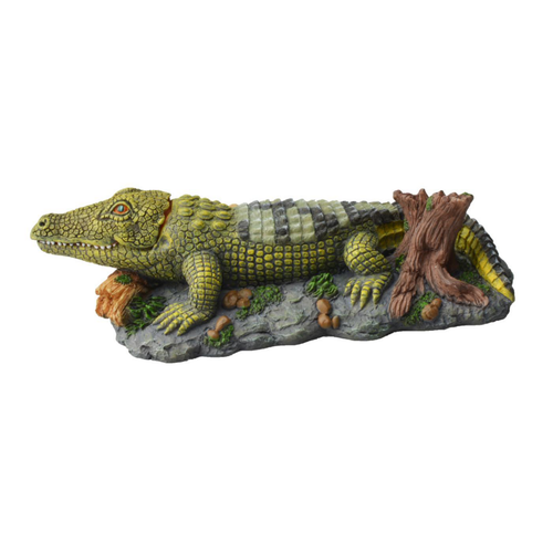Visuel 1 du produit Bulleur crocodile coloris vert en résine Aquatlantis - 7,5 x 16 x 4,5 cm