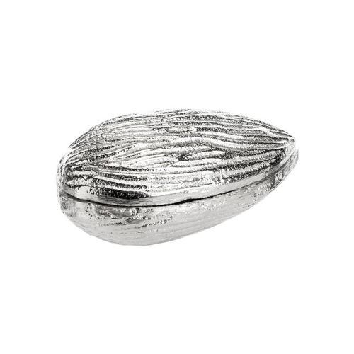 Visuel 2 du produit Boîte décorative forme amande en aluminium argent - 10 x 6 x 4 cm