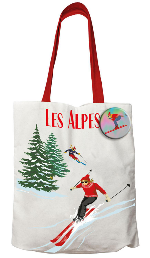 Visuel 1 du produit Tote bag en coton coloris multicolore Cartes d'Art les Alpes - 42 x 34 cm
