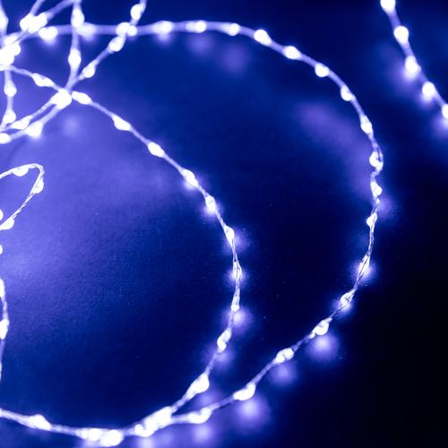 Visuel 2 du produit Guirlande lumineuse de Noël micro LED intense blanc froid câble argent intérieur extérieur - 9,6 m